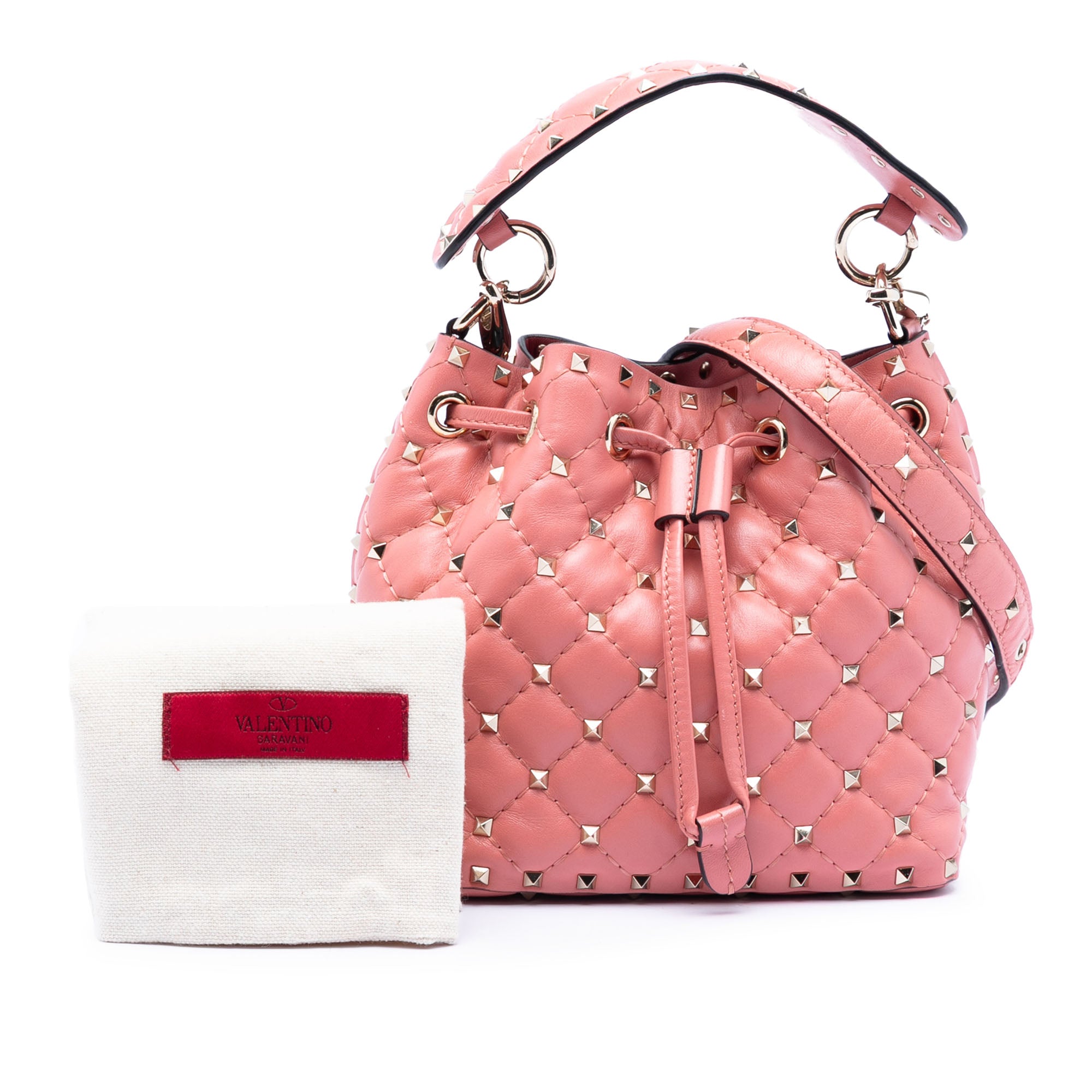 Small Leather Rockstud Spike Bucket Bag