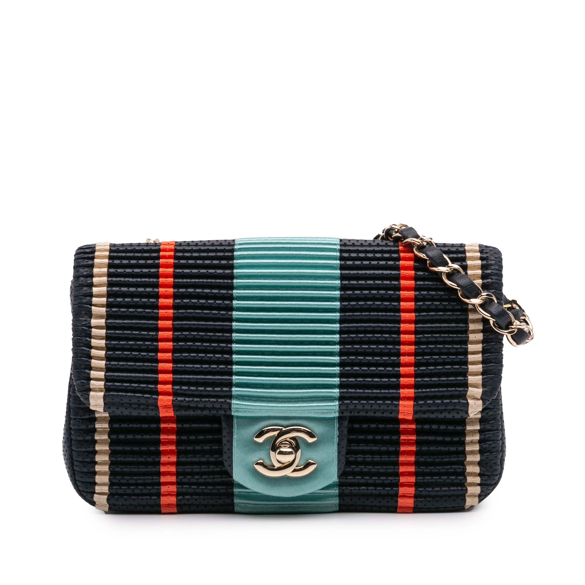 New Mini Coco Pleats Perforated Calfskin Single Flap