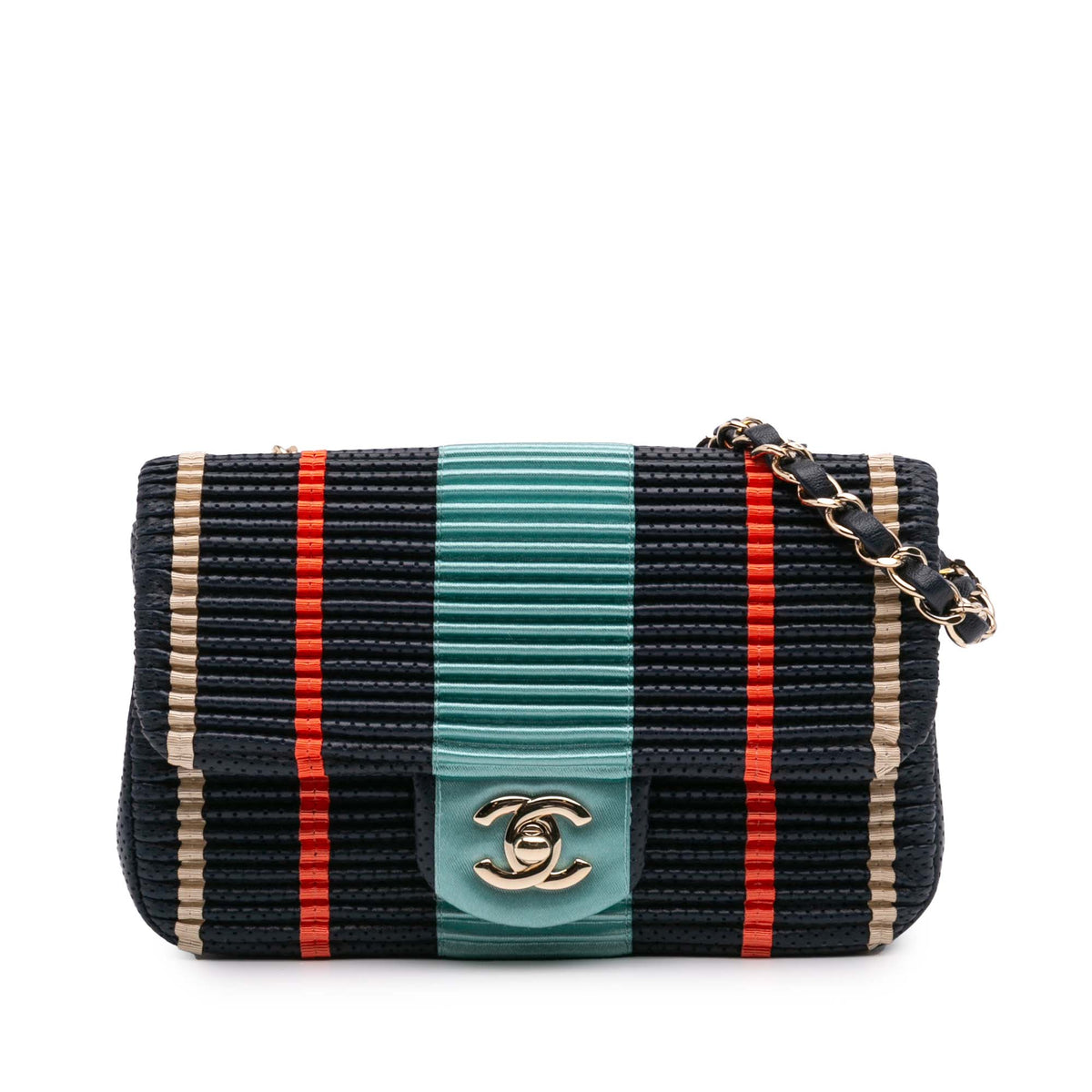 New Mini Coco Pleats Perforated Calfskin Single Flap