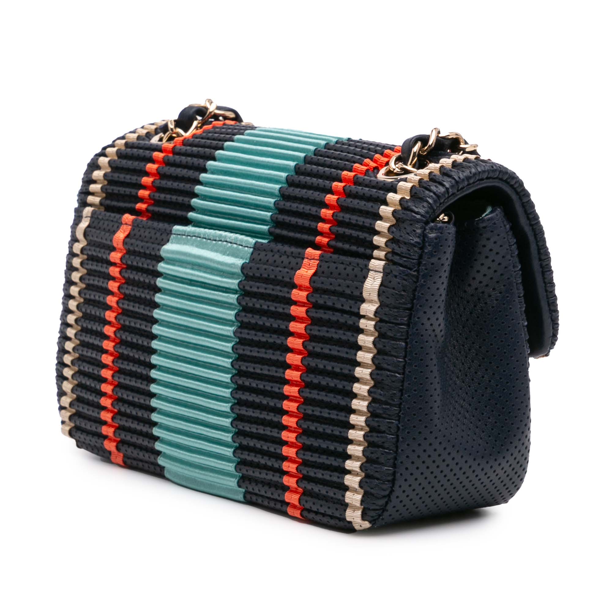 New Mini Coco Pleats Perforated Calfskin Single Flap