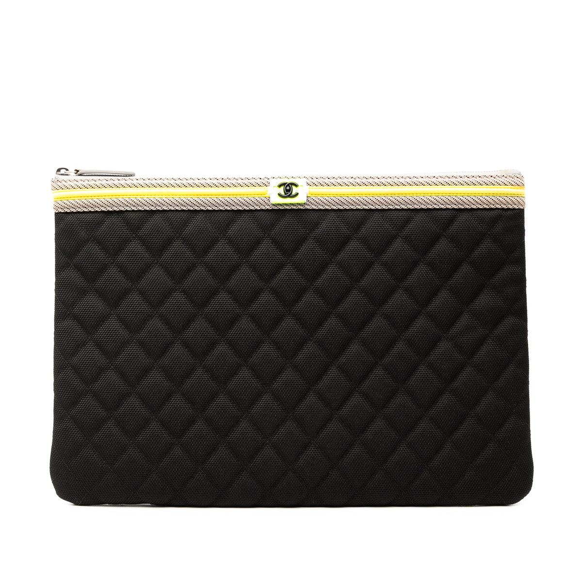 Large Quilted Nylon Fluo Boy O Case Clutch