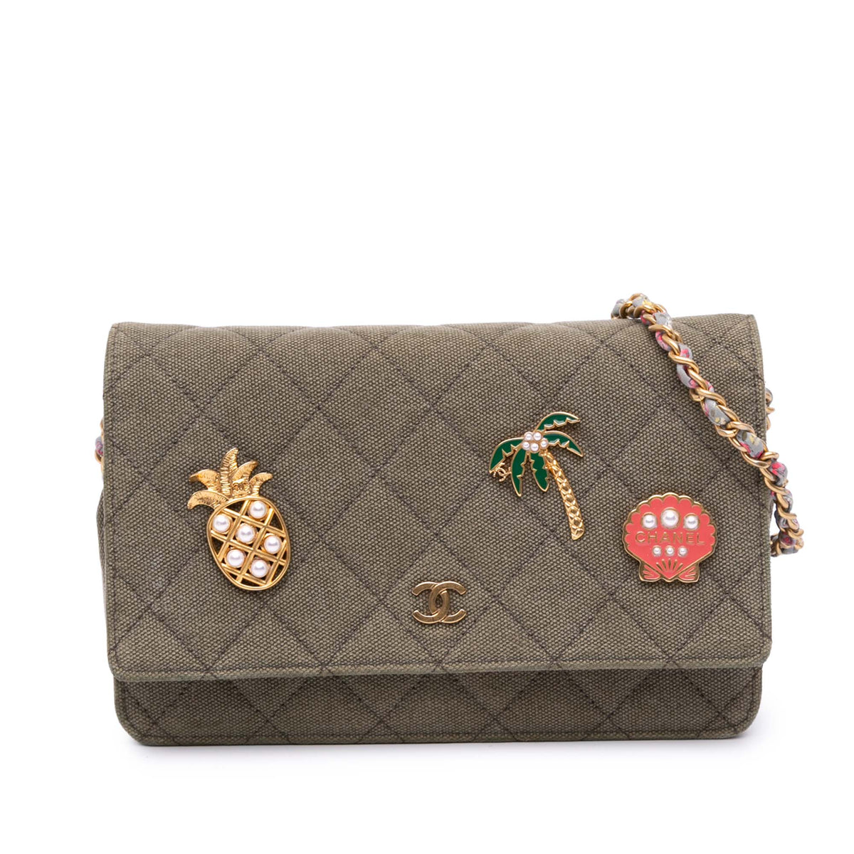 Quilted Canvas Coco Cuba Charms Wallet On Chain