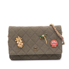 Quilted Canvas Coco Cuba Charms Wallet On Chain