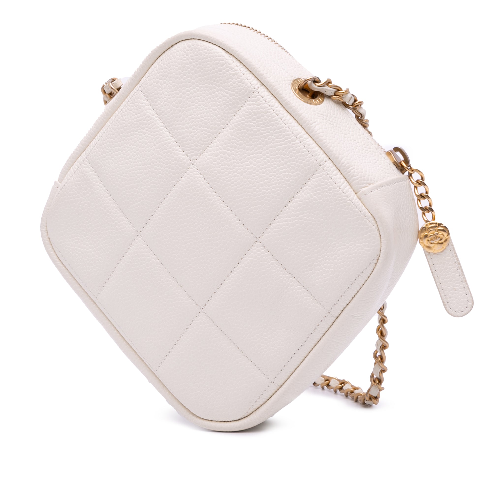 Quilted Caviar Diamond Clutch With Chain