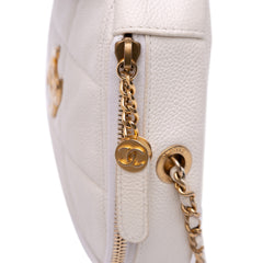 Quilted Caviar Diamond Clutch With Chain