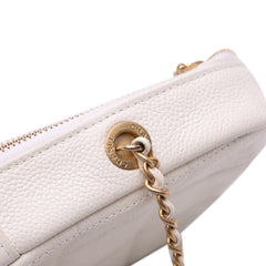 Quilted Caviar Diamond Clutch With Chain