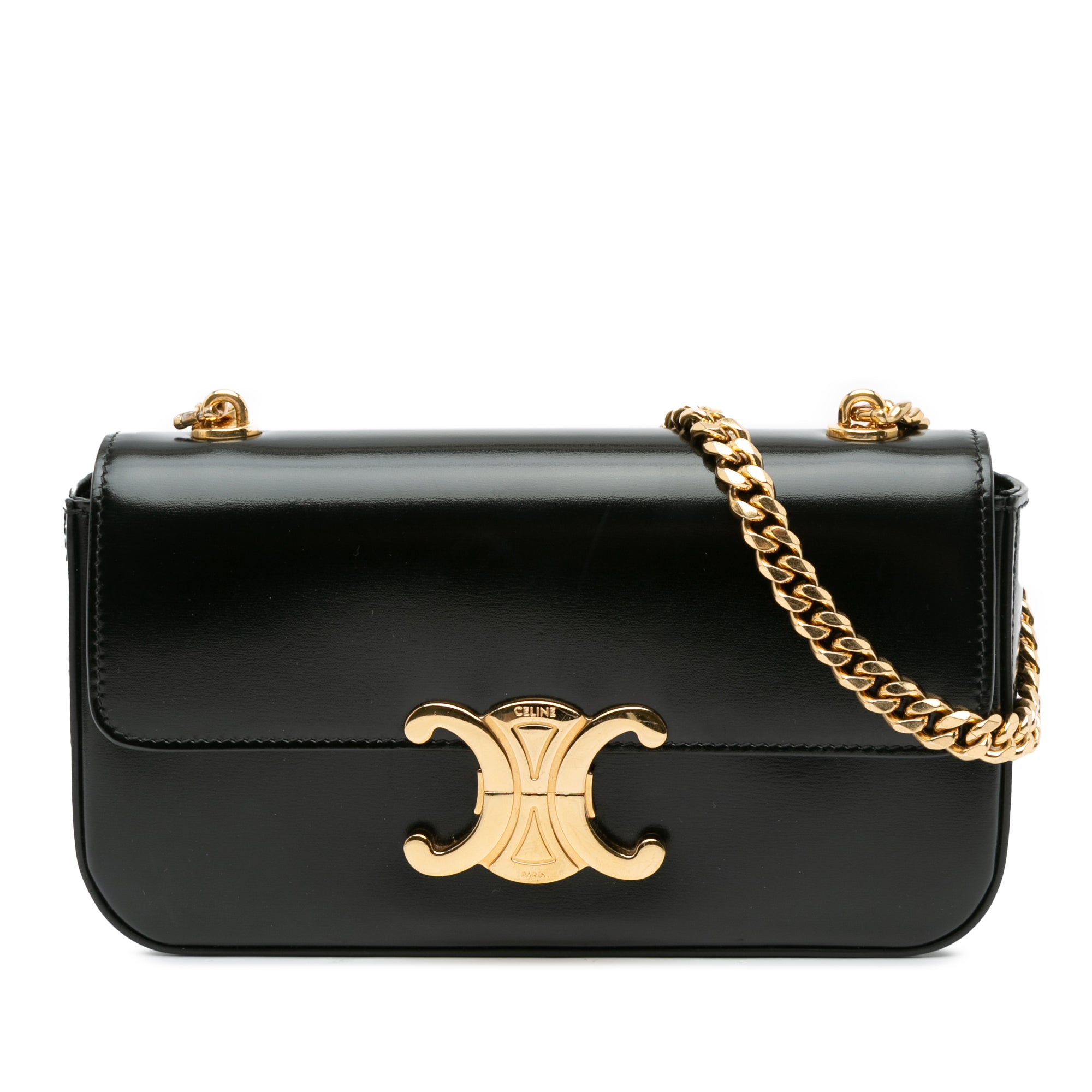 Shiny Calfskin Claude Chain Shoulder Bag