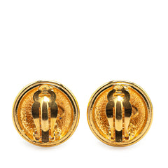 Gold Plated CC Round Clip on Earrings