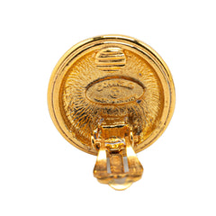 Gold Plated CC Round Clip on Earrings