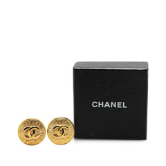 Gold Plated CC Round Clip on Earrings