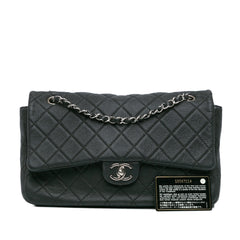 Jumbo Quilted Caviar Double Compartment Chain Flap
