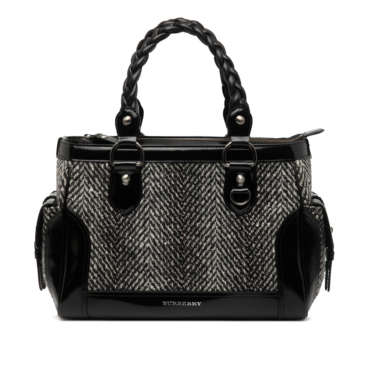 Leather Trimmed Wool Cargo Handbag