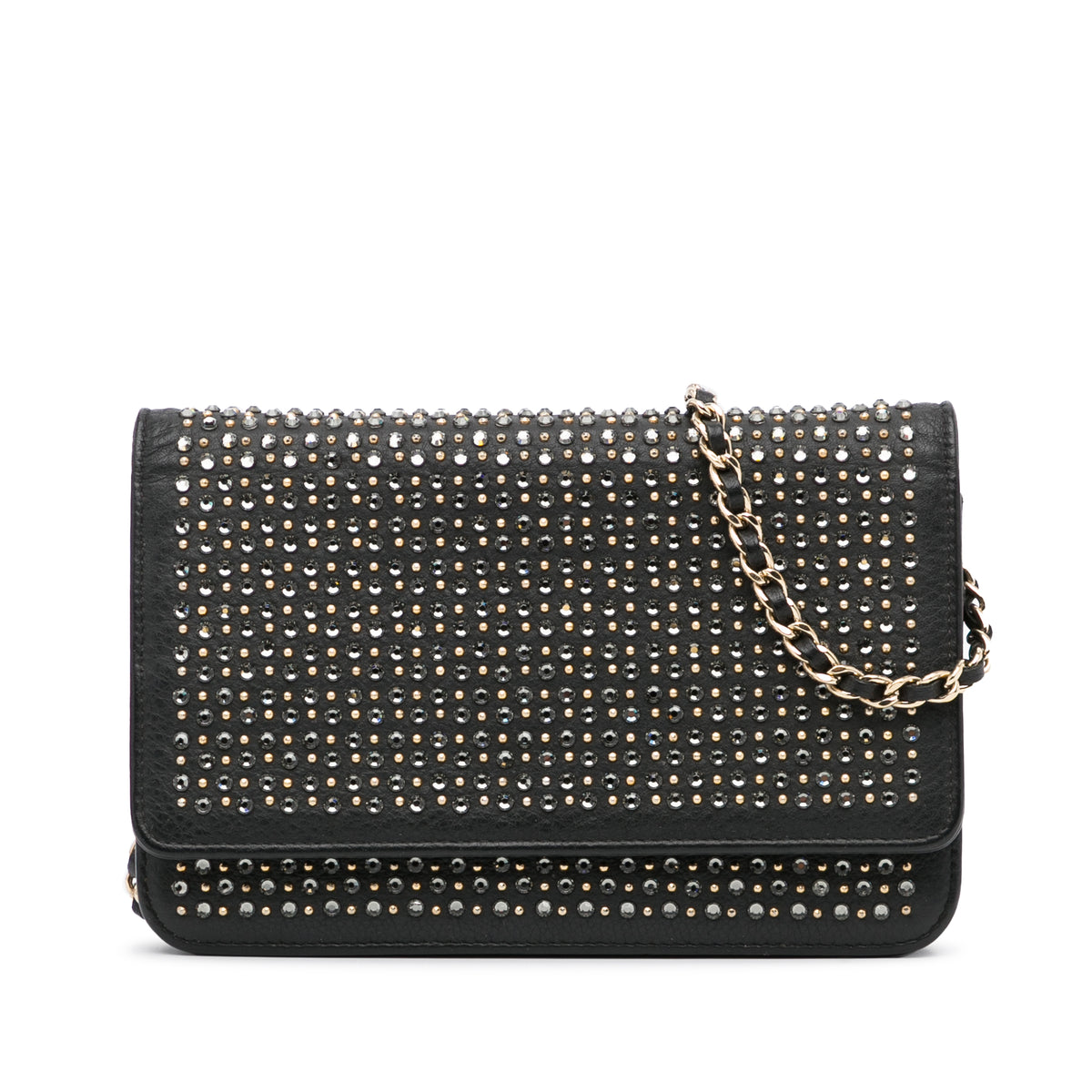 Studded Leather Wallet on Chain