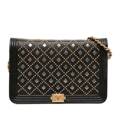 Studded Grained Calfskin Boy Wallet On Chain