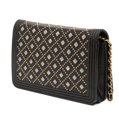 Studded Grained Calfskin Boy Wallet On Chain