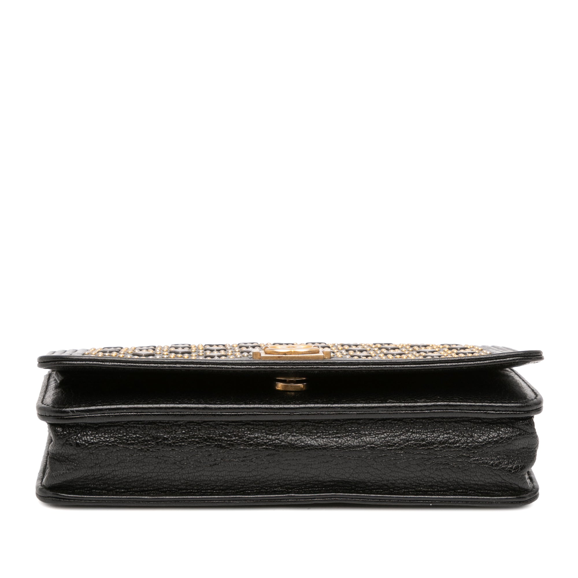 Studded Grained Calfskin Boy Wallet On Chain