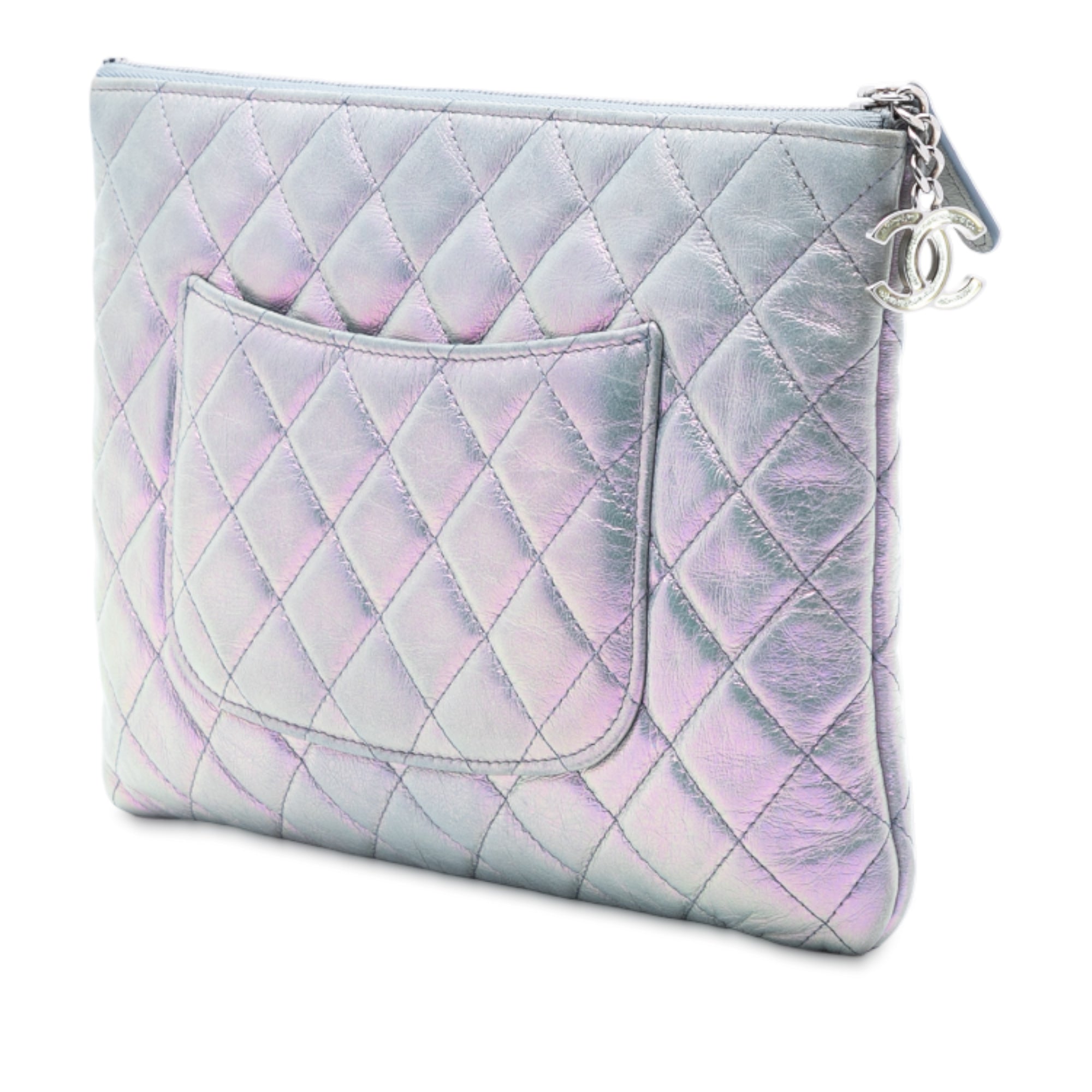Medium Quilted Metallic Aged Calfskin O Case Clutch