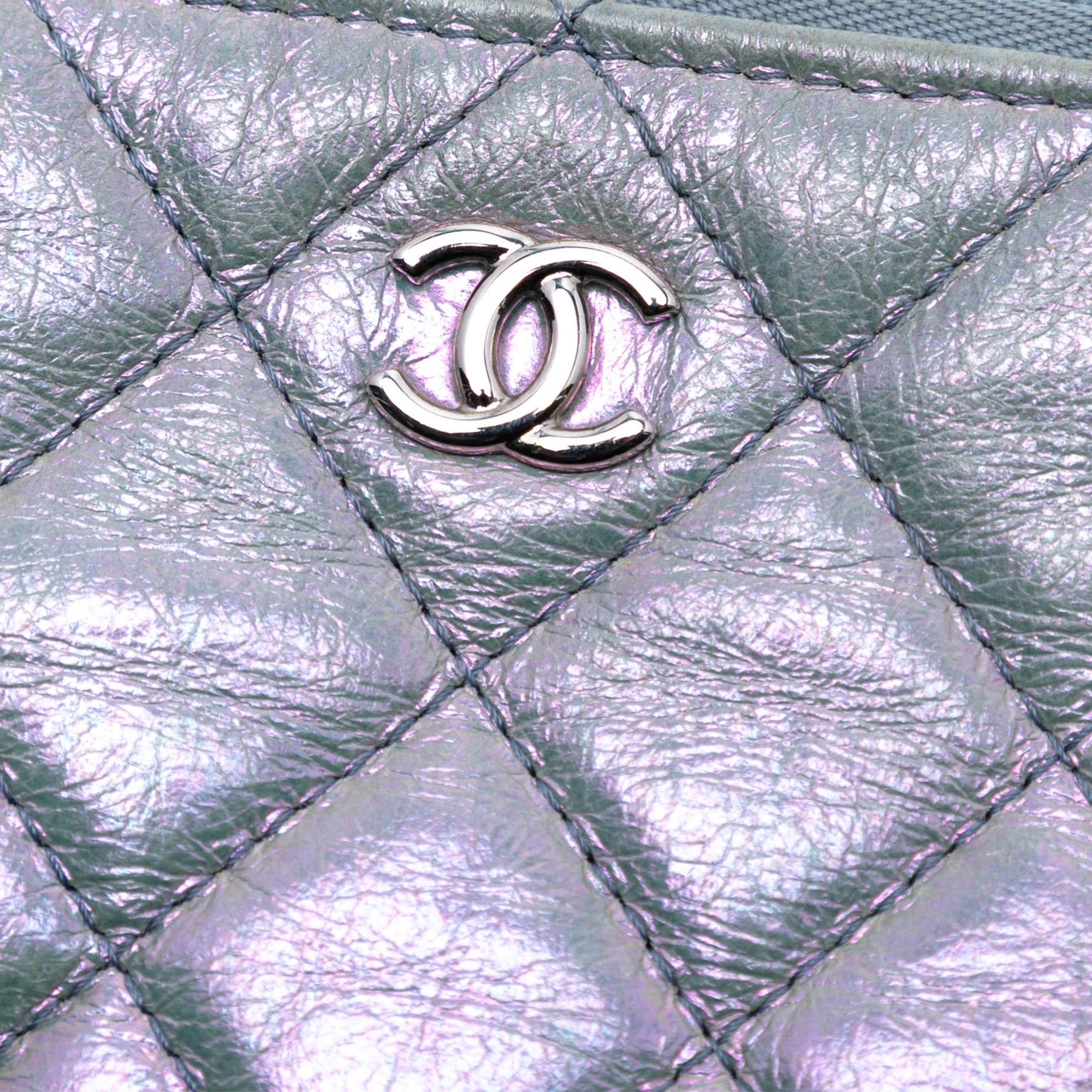 Medium Quilted Metallic Aged Calfskin O Case Clutch