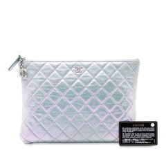 Medium Quilted Metallic Aged Calfskin O Case Clutch