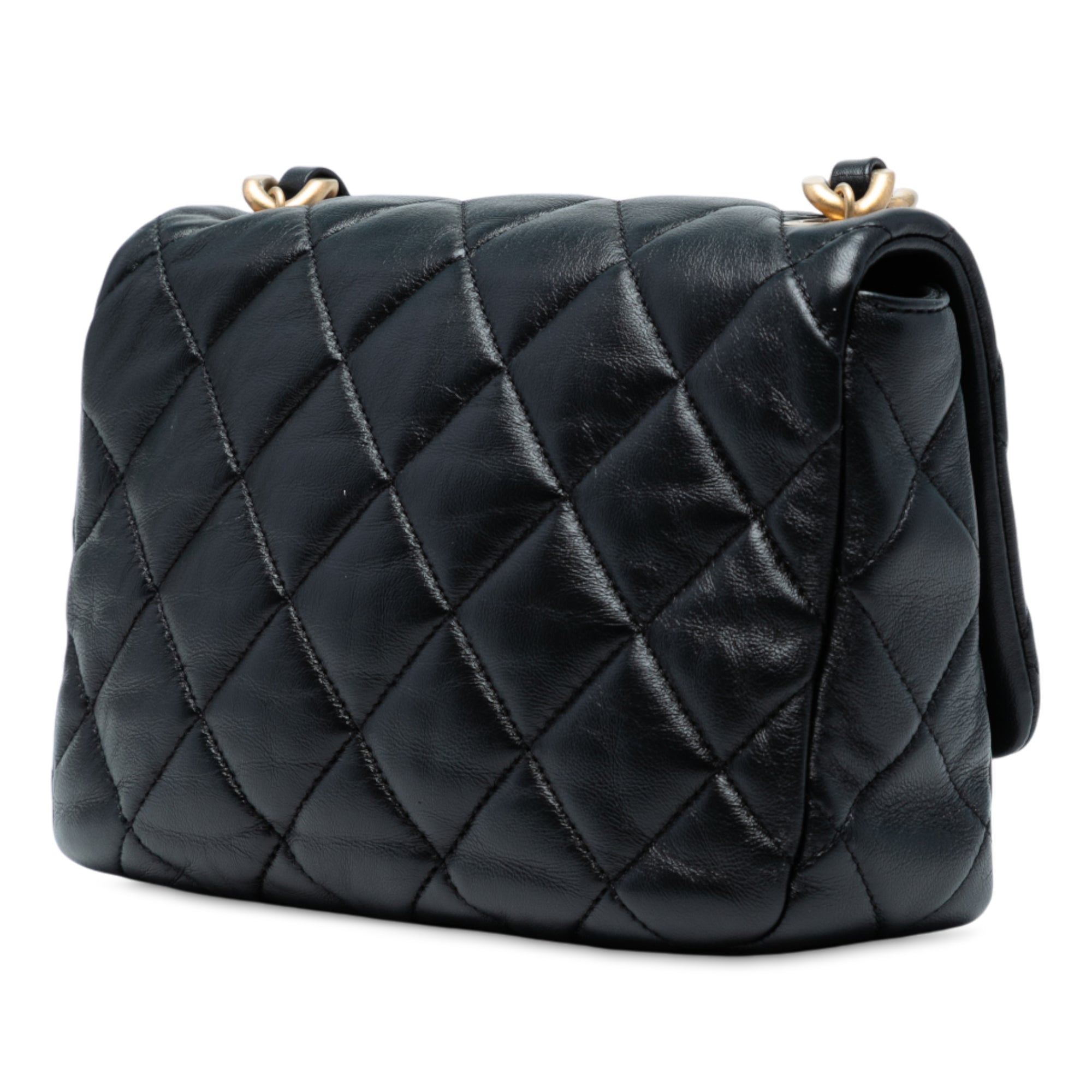 Mini Quilted Lambskin Lacquered Chain Flap