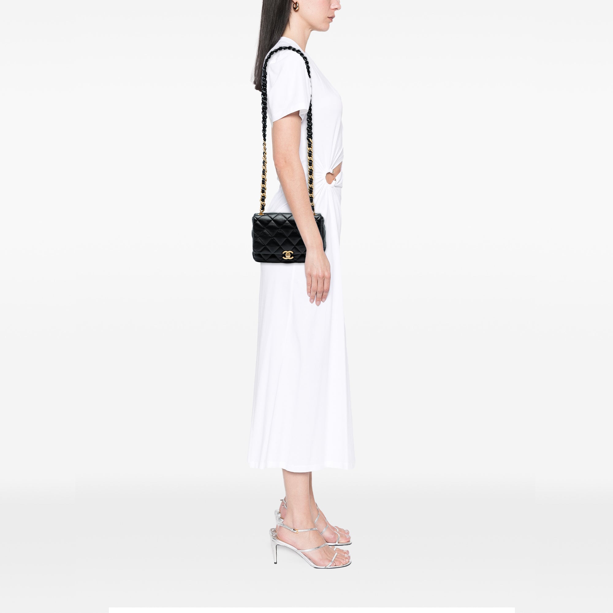 Mini Quilted Lambskin Lacquered Chain Flap