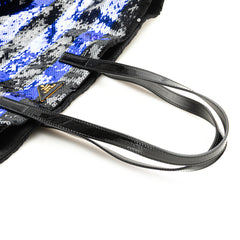 Sequined Satin Stripes Tote