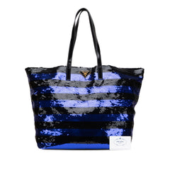 Sequined Satin Stripes Tote