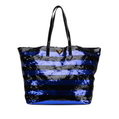 Sequined Satin Stripes Tote