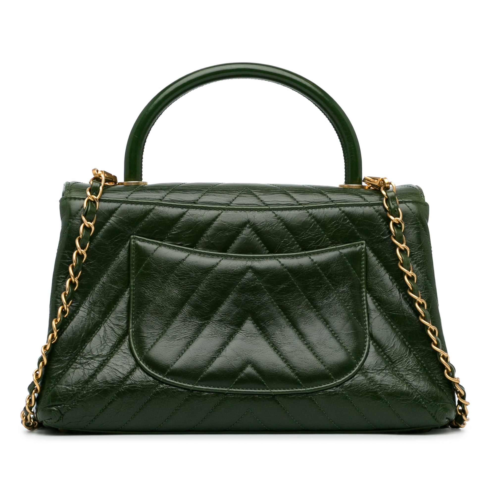 Medium Aged Calfskin Chevron Coco Handle Bag_2