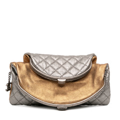 Quilted Metallic Goatskin Tabatiere Kisslock Foldover Clutch