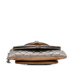 Quilted Metallic Goatskin Tabatiere Kisslock Foldover Clutch