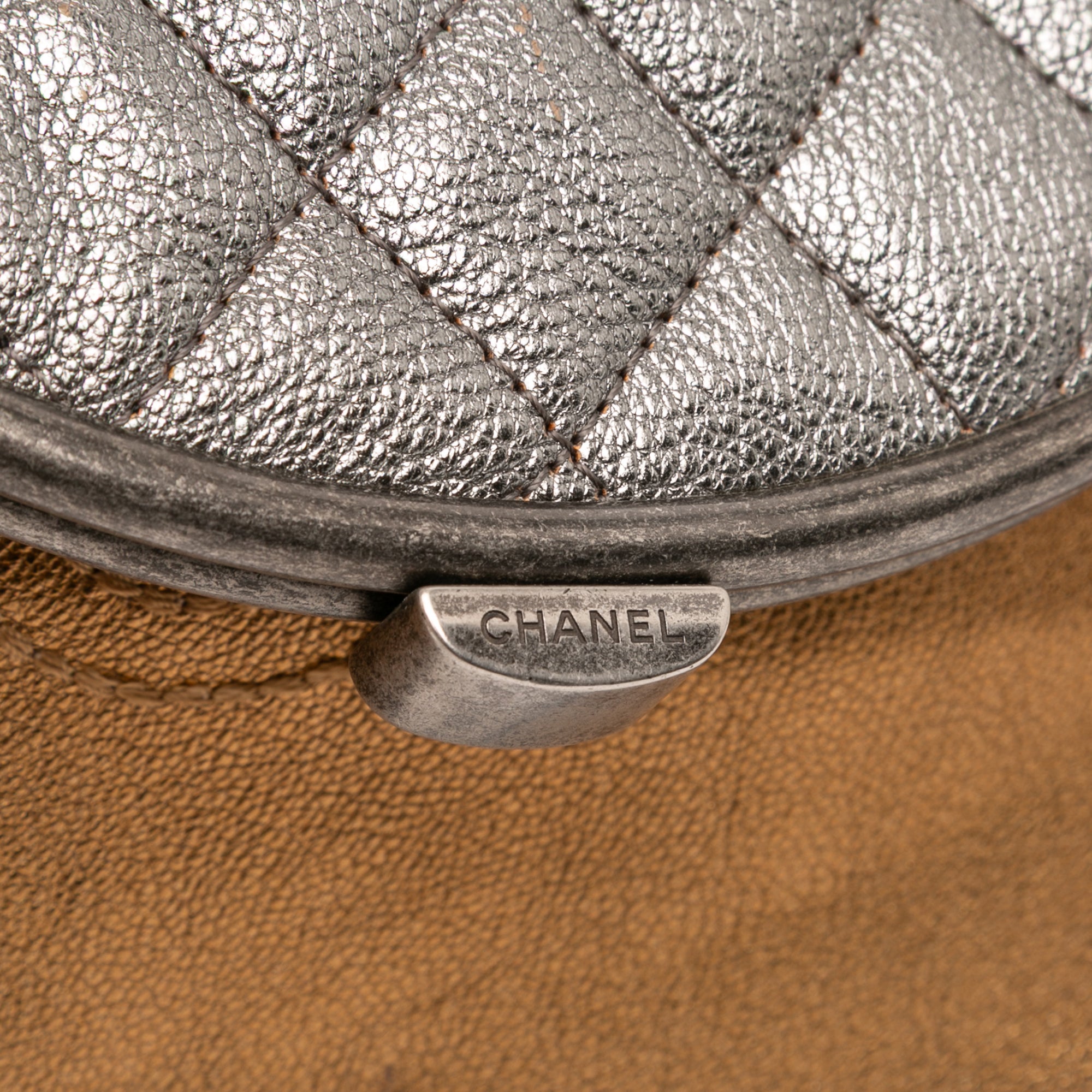 Quilted Metallic Goatskin Tabatiere Kisslock Foldover Clutch