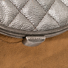 Quilted Metallic Goatskin Tabatiere Kisslock Foldover Clutch