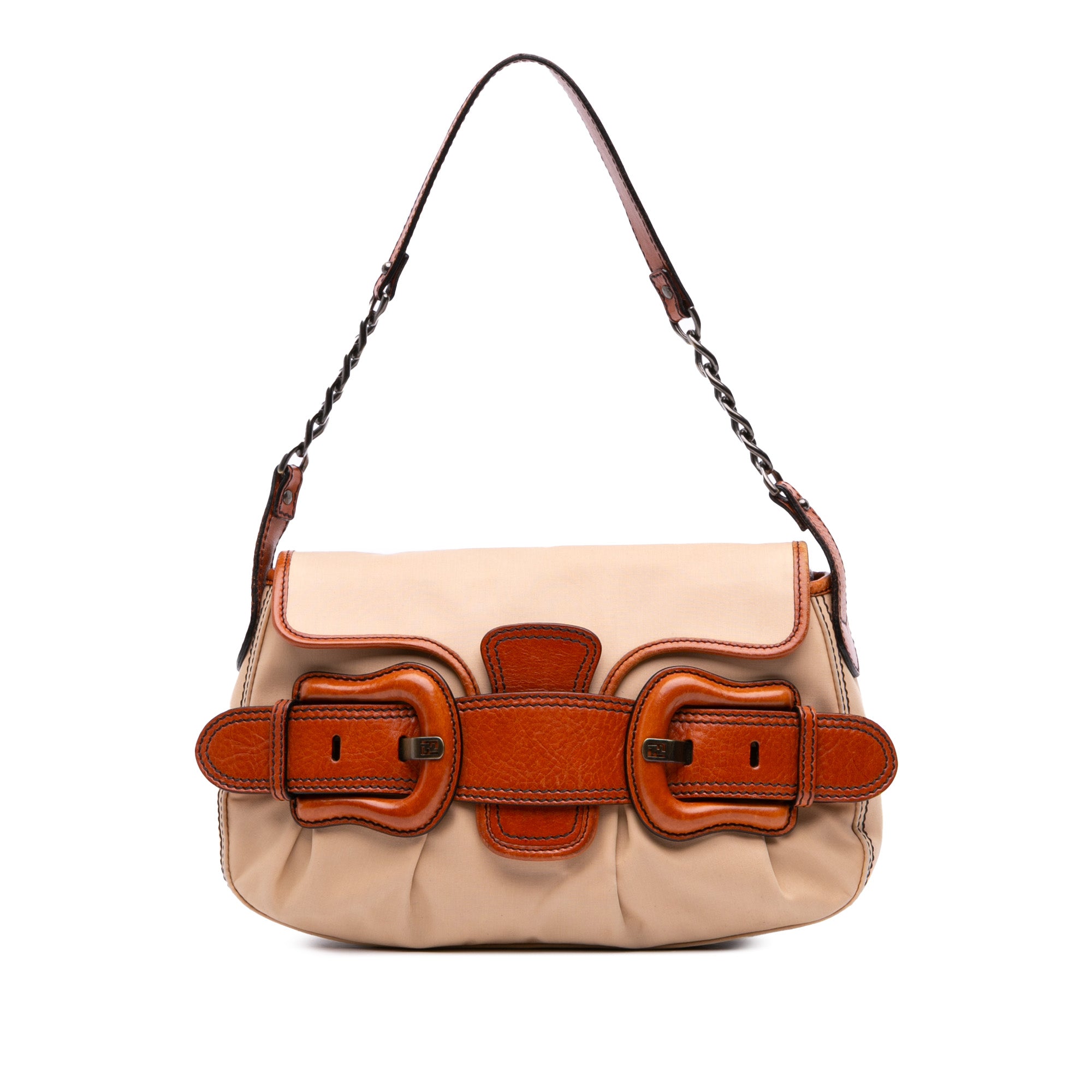Nylon and Leather B Bis Shoulder Bag