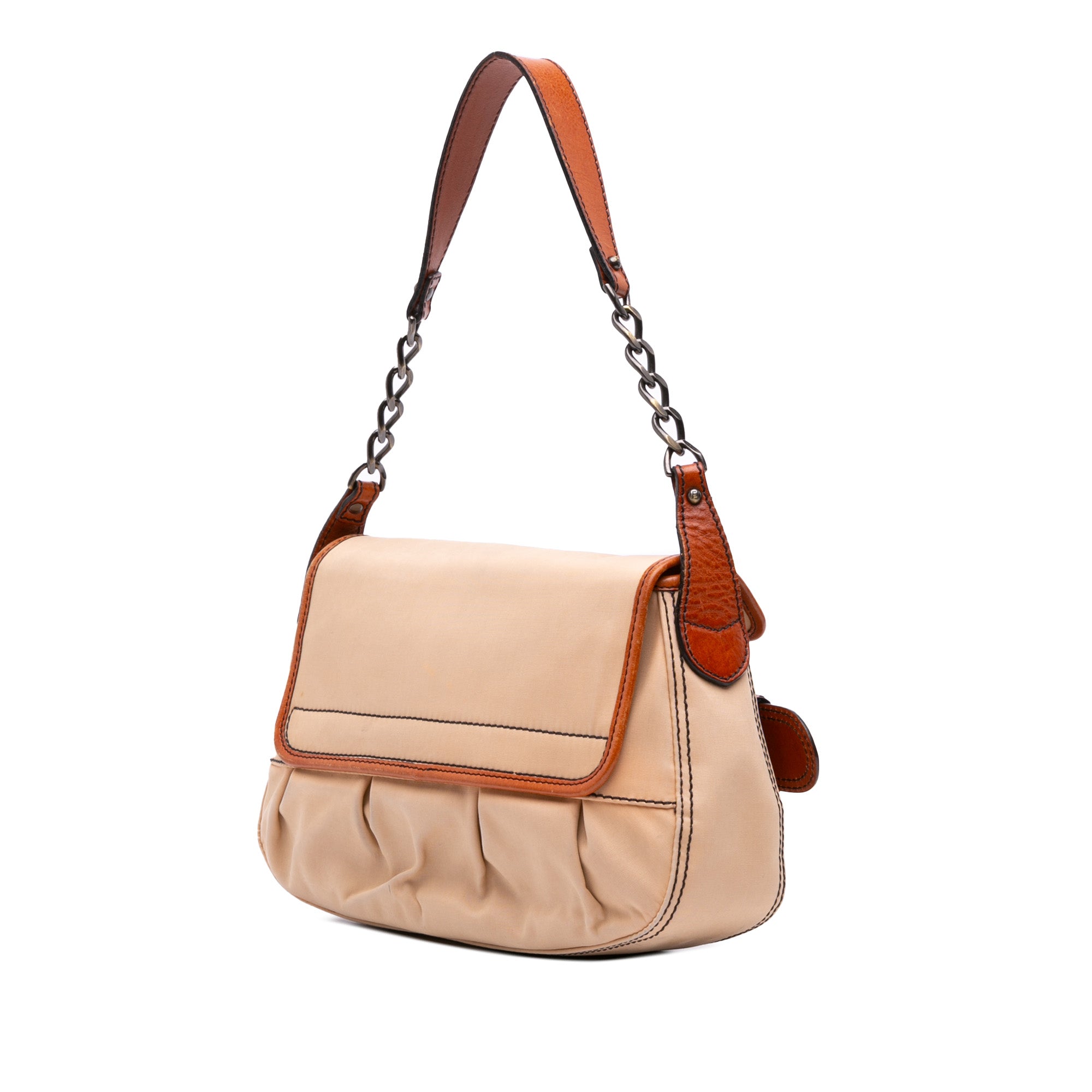 Nylon and Leather B Bis Shoulder Bag