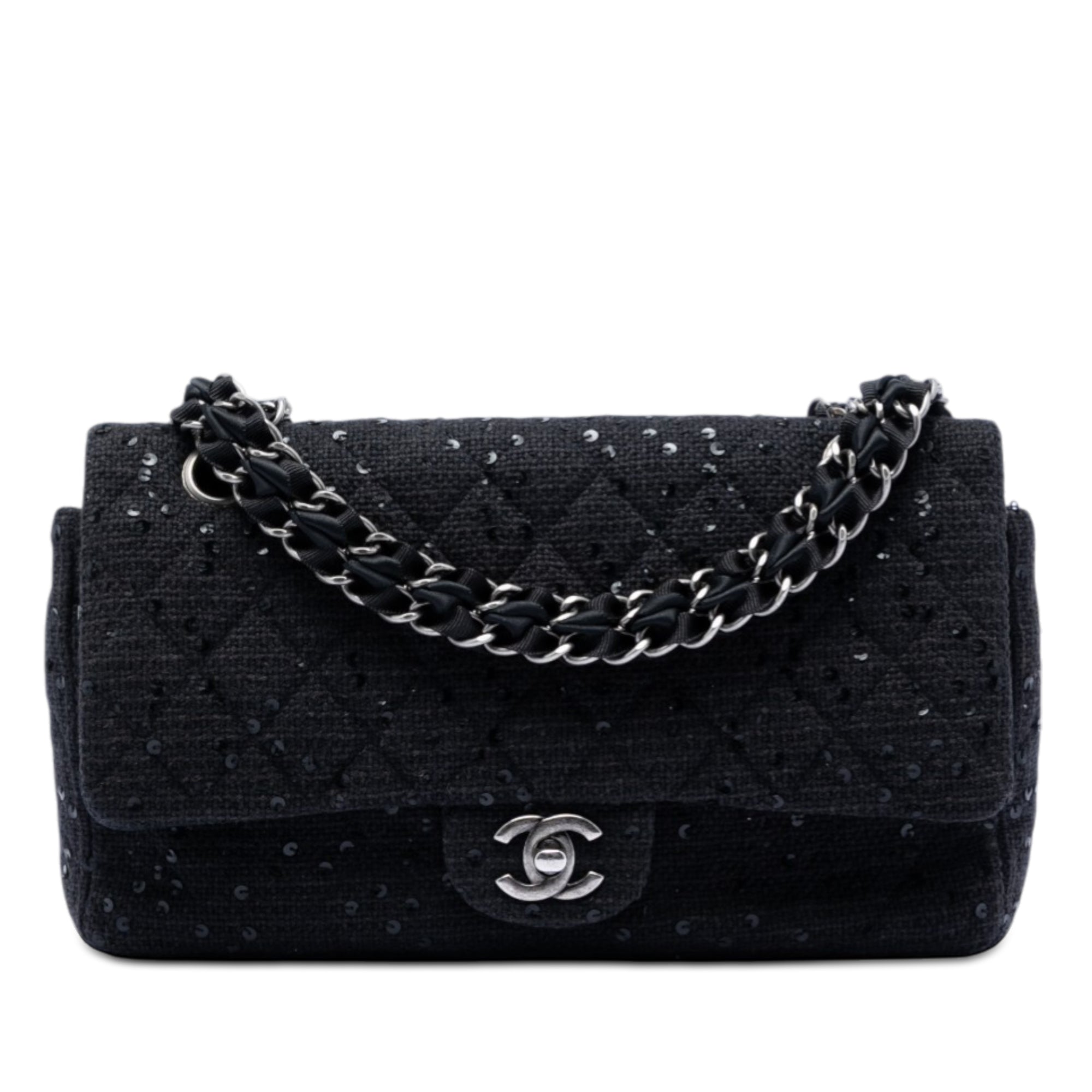 Medium Classic Tweed Sequin Double Flap
