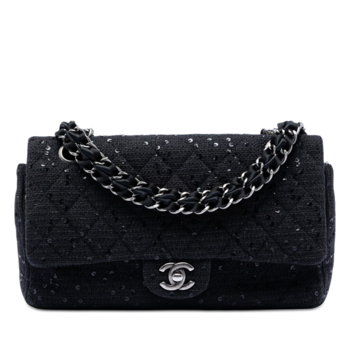 Medium Classic Tweed Sequin Double Flap
