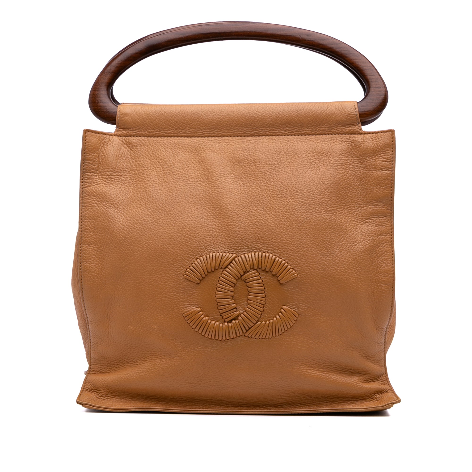 CC Grained Calfskin Wooden Handle Tote
