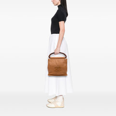 CC Grained Calfskin Wooden Handle Tote