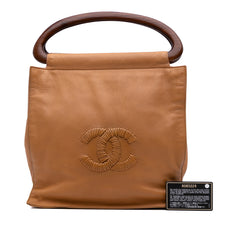 CC Grained Calfskin Wooden Handle Tote