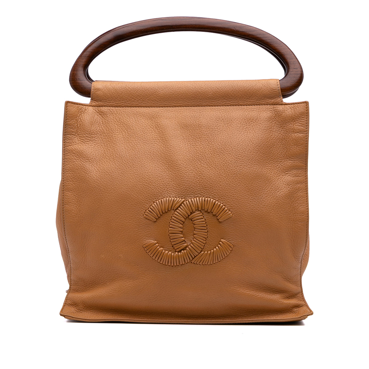 CC Grained Calfskin Wooden Handle Tote