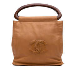 CC Grained Calfskin Wooden Handle Tote