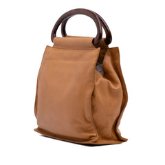 CC Grained Calfskin Wooden Handle Tote