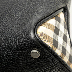 House Check Trimmed Leather Handbag