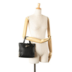 House Check Trimmed Leather Handbag
