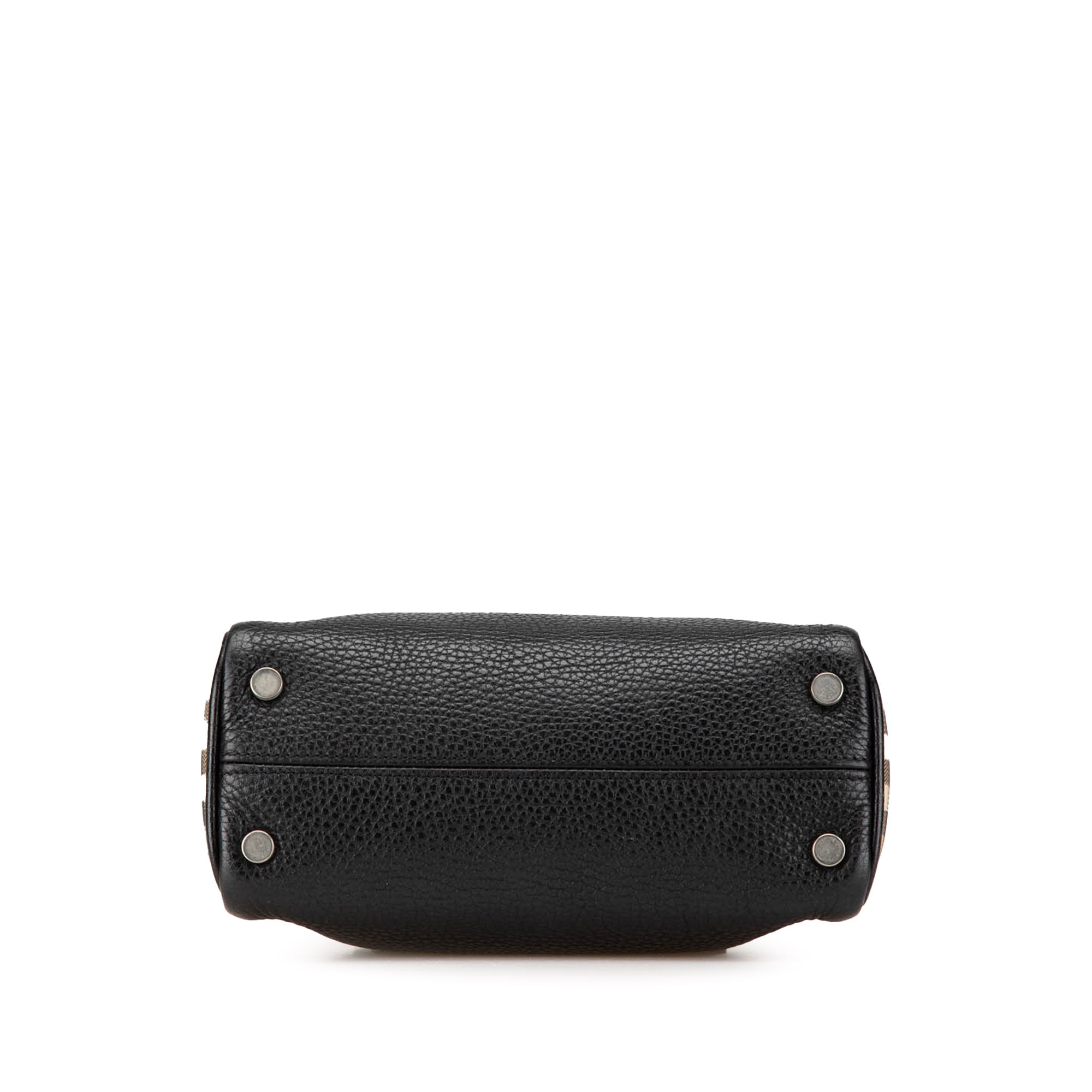 House Check Trimmed Leather Handbag