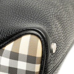 House Check Trimmed Leather Handbag