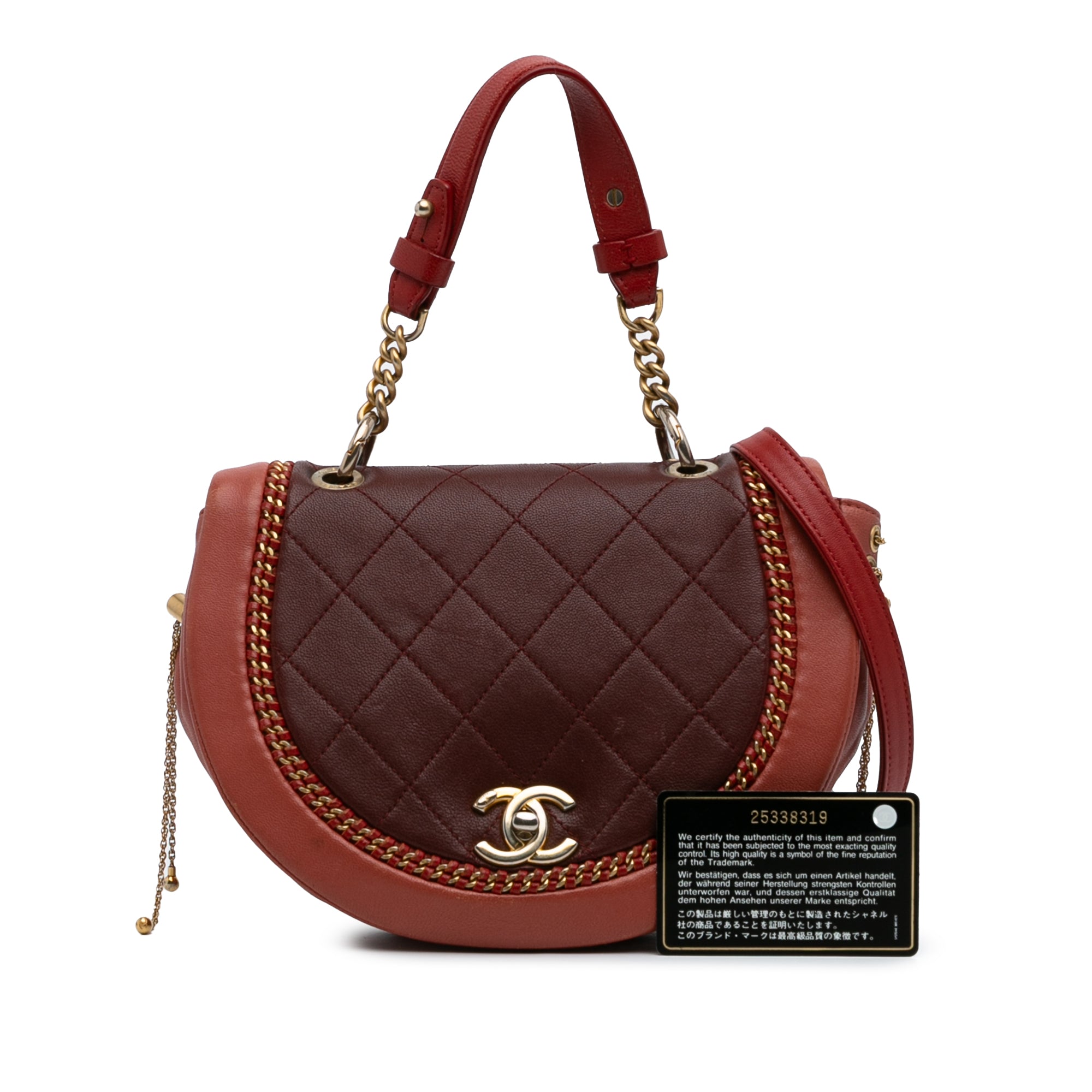 Small Quilted Lambskin Chain Detail Saddle Bag