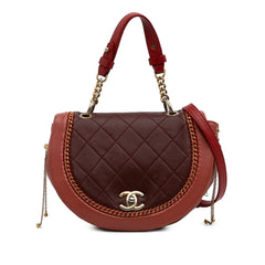 Small Quilted Lambskin Chain Detail Saddle Bag