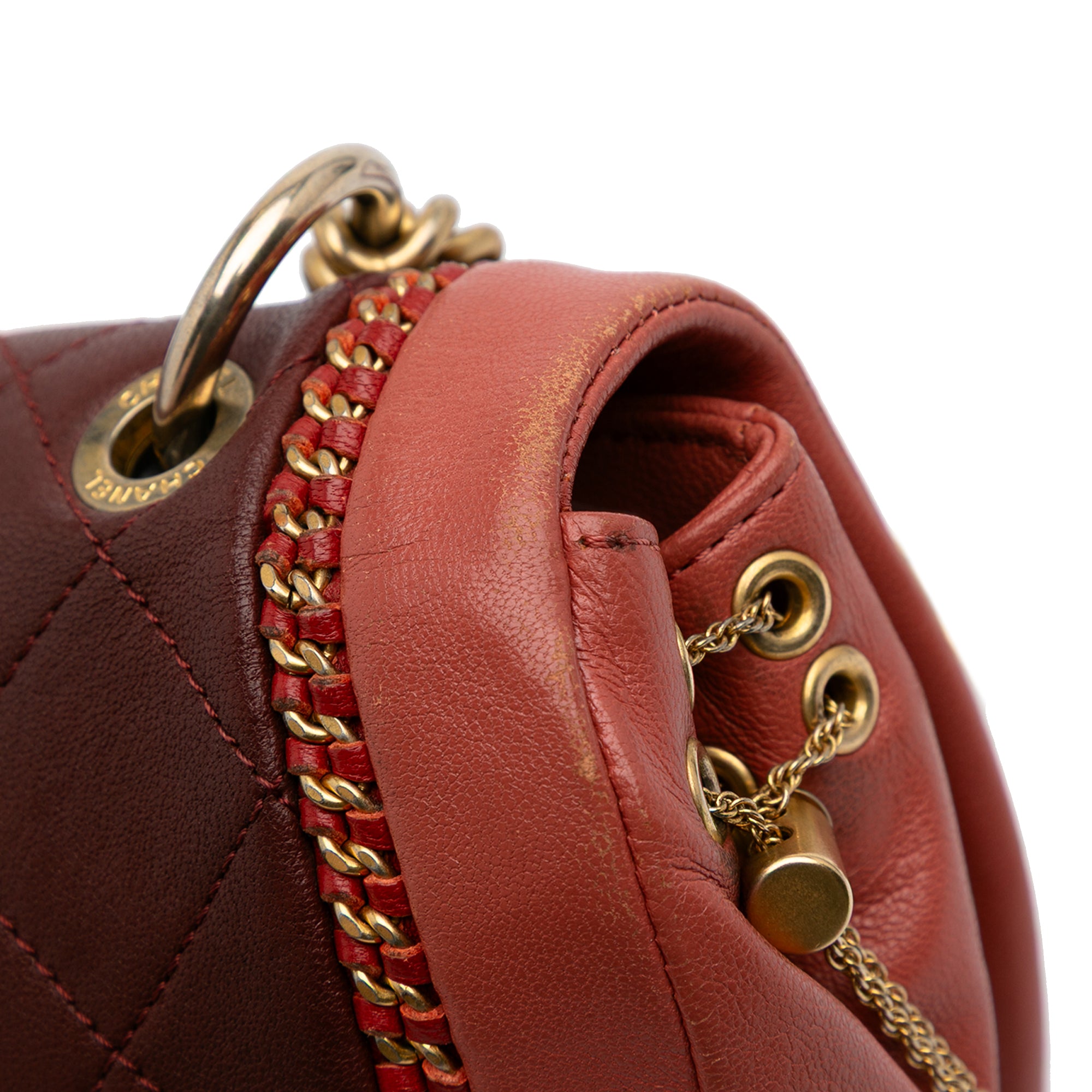 Small Quilted Lambskin Chain Detail Saddle Bag